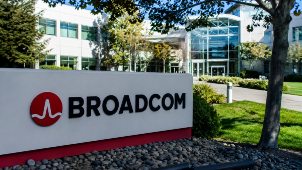 Broadcom logo outside its office