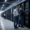 Experts checking Coreweave servers on data center